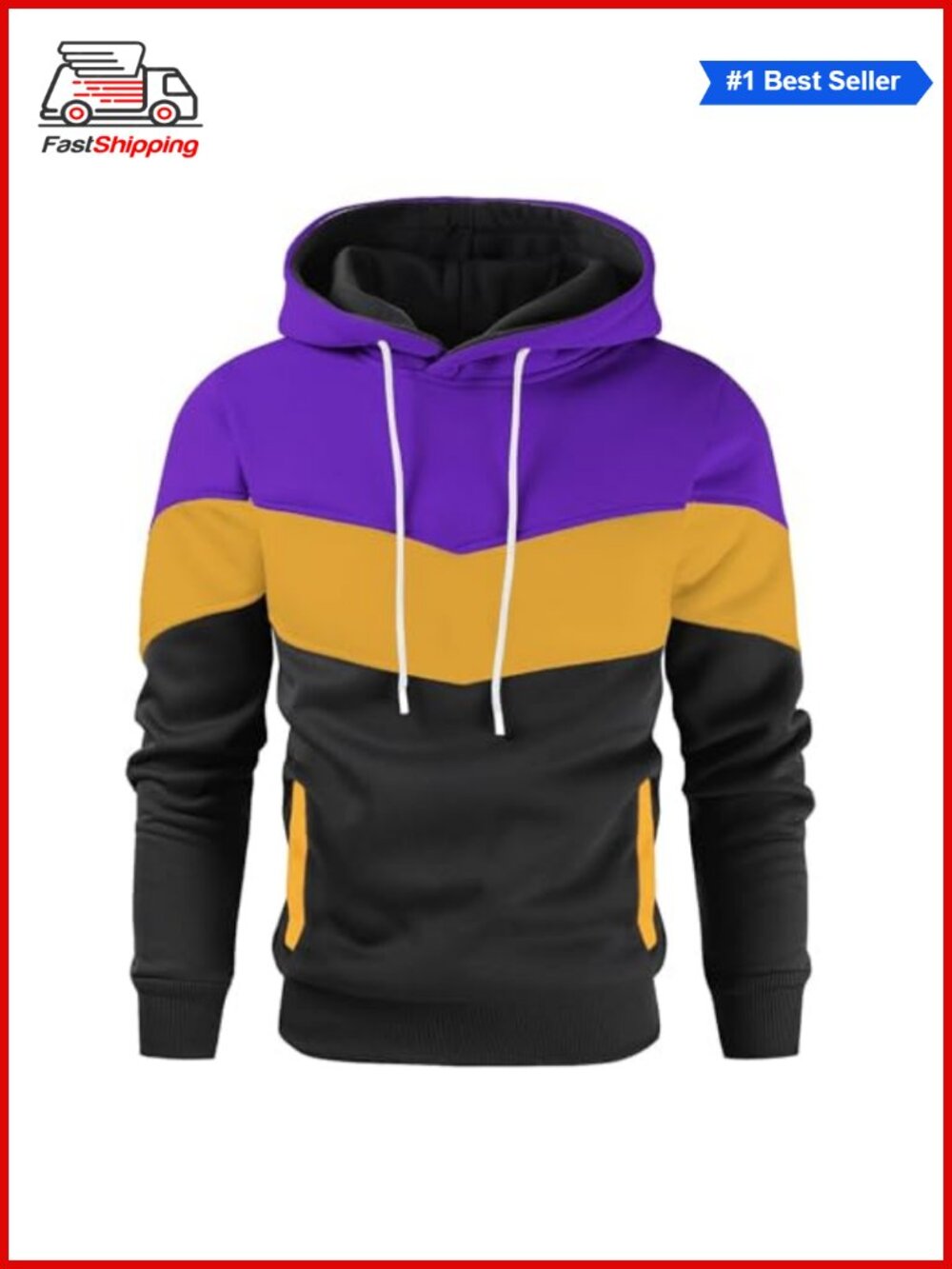 ✨ Essential Men's Color Block Pullover Fleece Hoodie Casual Sweatshirt